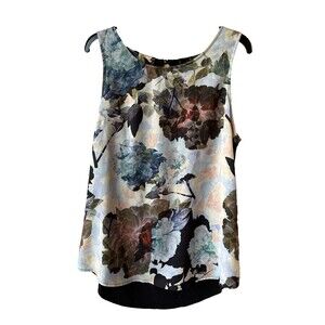 Tt Collection womens Sleeveless Blouse Tunic Tank Top size Large Floral